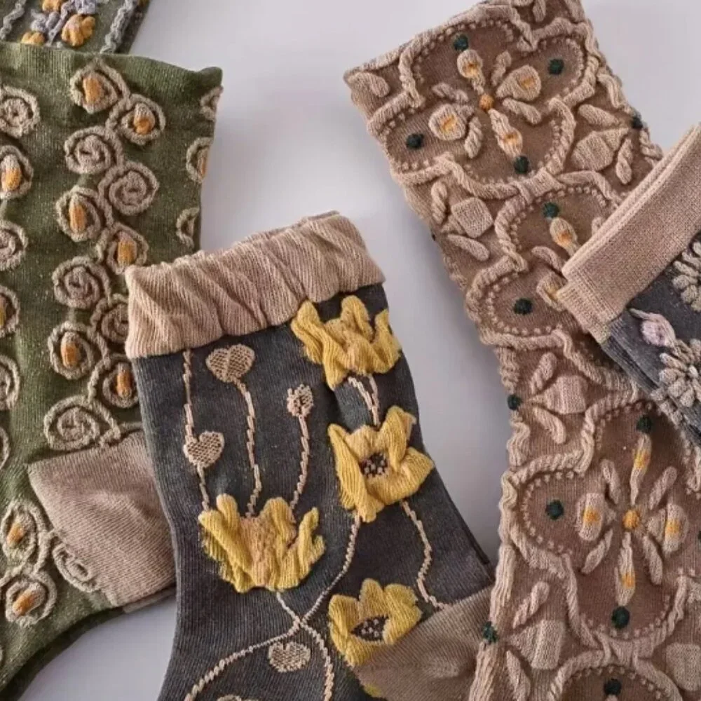 Floral Boho Patterns Tube Socks Variety 5 Pack